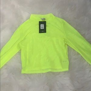 Neon mesh long sleeve crop top
